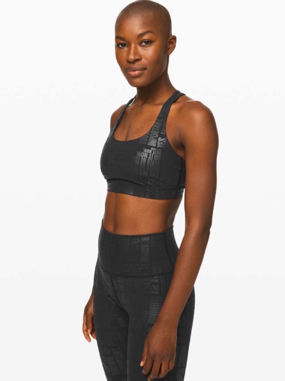 Lululemon Energy Sports Bra Manifesto 20YR Foil Black Workout Yoga Sz 4